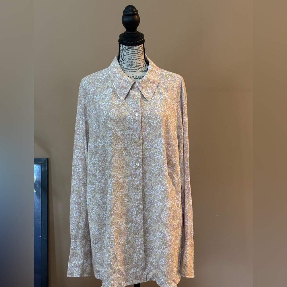 H&M Floral Blouse - Cream and White